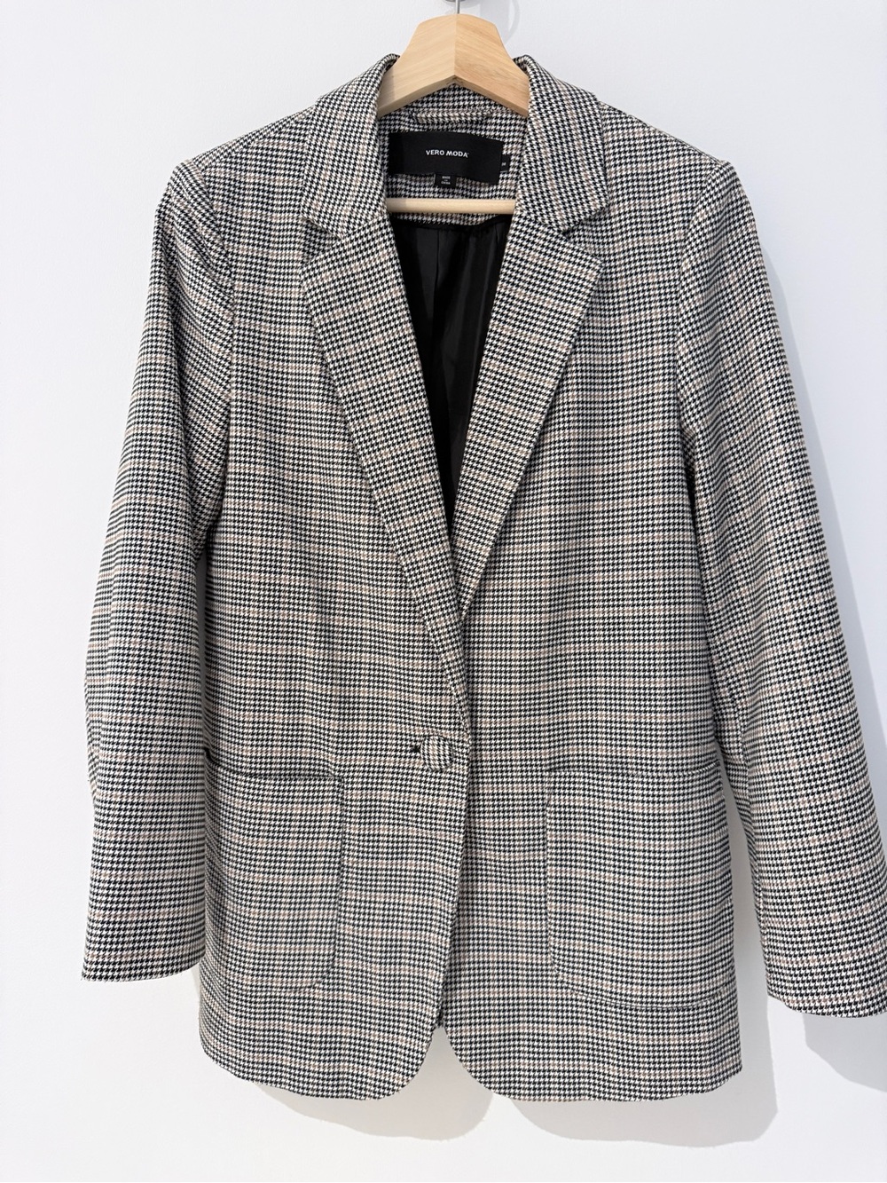 Vero Moda Black & White Oversized Houndstooth Blazer